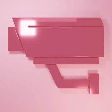Pink Security camera icon isolated on pink background. Minimalism concept. .. Illustrazione stock