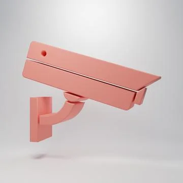 Pink Security camera icon isolated on pink background. Minimalism concept. .. Stock Illustration