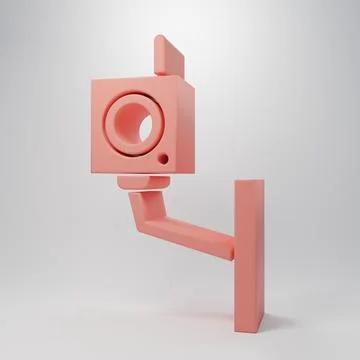 Pink Security camera icon isolated on pink background. Minimalism concept. .. Stockillustratie