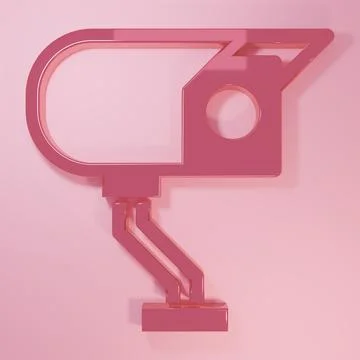Pink Security camera icon isolated on pink background. Minimalism concept. .. Stockillustratie