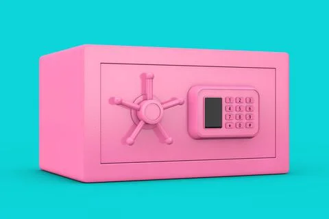 Pink Security Code Vault Safe in Duotone Style. 3d Rendering Stock Illustration