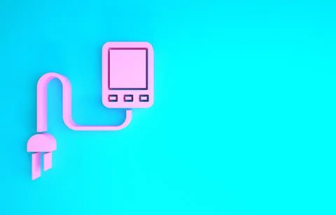 Pink Sensor icon isolated on blue background. Minimalism concept. 3d illustra Stock Illustration