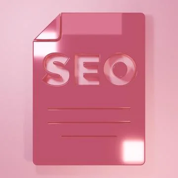 Pink SEO optimization icon isolated on pink background. Minimalism concept... Stock Illustration
