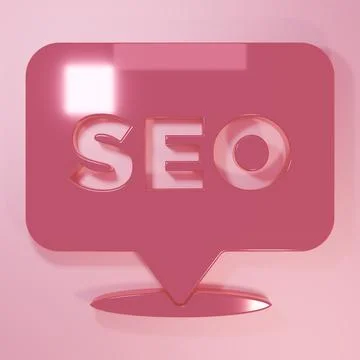Pink SEO optimization icon isolated on pink background. Minimalism concept... Illustrazione stock