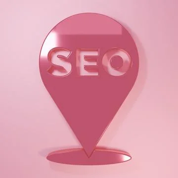 Pink SEO optimization icon isolated on pink background. Minimalism concept... Stock Illustration