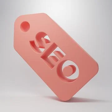 Pink SEO optimization icon isolated on pink background. Minimalism concept... 스톡 일러스트