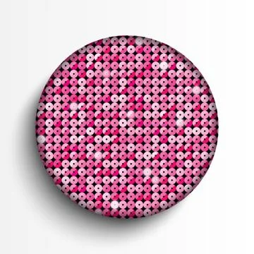 Pink sequin circle button. Eps 10. Stock Illustration