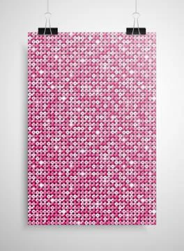 Pink sequin poster on the wall. Eps 10. Stock Illustration