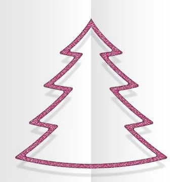 Pink Sequins Christmas Tree. Winter. New Year. Stock Illustration