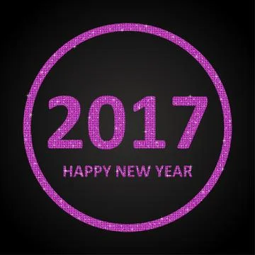 Pink Sequins New 2017 Year. Star. Circle. Stock Illustration