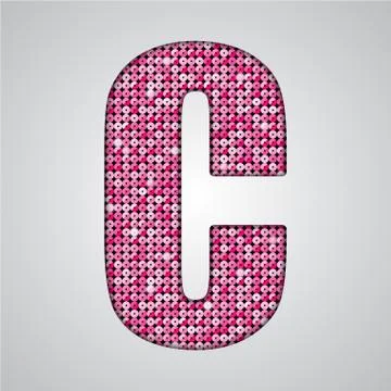 Pink sequins sings. Sequins alphabet. Eps 10. Stock Illustration