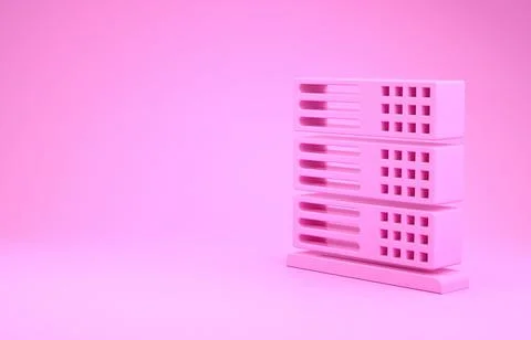 Pink Server, Data, Web Hosting icon isolated on pink background. Minimalism c Stock Illustration