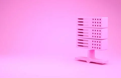 Pink Server, Data, Web Hosting icon isolated on pink background. Minimalism c Illustrazione stock