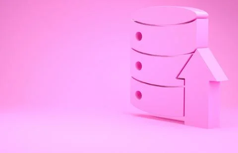 Pink Server, Data, Web Hosting icon isolated on pink background. Minimalism c 스톡 일러스트