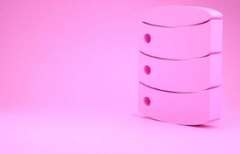 Pink Server, Data, Web Hosting icon isolated on pink background. Minimalism c Illustrazione stock