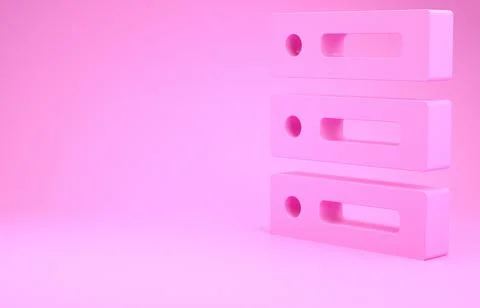 Pink Server, Data, Web Hosting icon isolated on pink background. Minimalism c Illustrazione stock