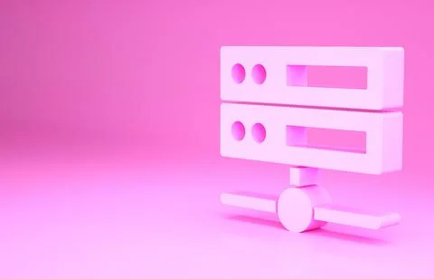 Pink Server, Data, Web Hosting icon isolated on pink background. Minimalism c Illustrazione stock