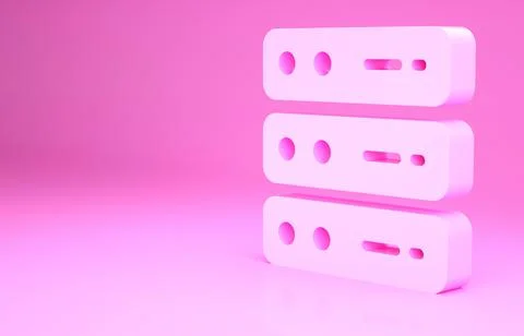 Pink Server, Data, Web Hosting icon isolated on pink background. Minimalism c Illustrazione stock