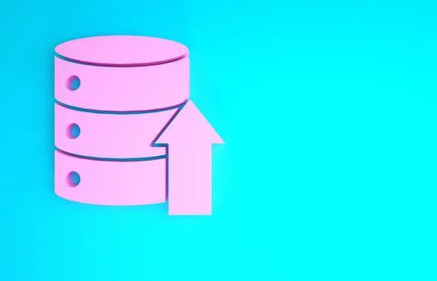 Pink Server, Data, Web Hosting icon isolated on blue background. Minimalism c Illustrazione stock