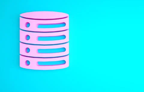 Pink Server, Data, Web Hosting icon isolated on blue background. Minimalism c Illustrazione stock