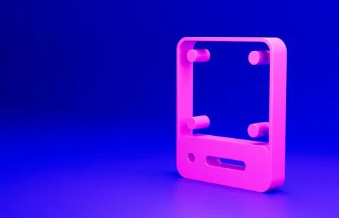Pink Server, Data, Web Hosting icon isolated on blue background. Minimalism Illustrazione stock