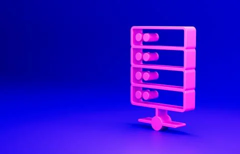 Pink Server, Data, Web Hosting icon isolated on blue background. Minimalism Illustrazione stock
