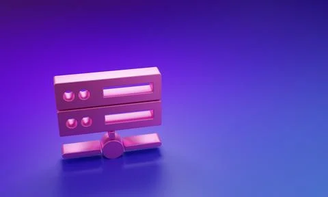 Pink Server, Data, Web Hosting icon isolated on purple-blue background. Min.. イラスト素材