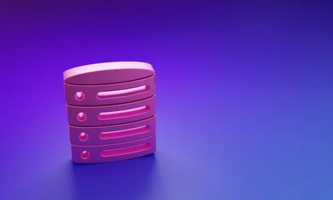 Pink Server, Data, Web Hosting icon isolated on purple-blue background. Min.. Stock Illustration