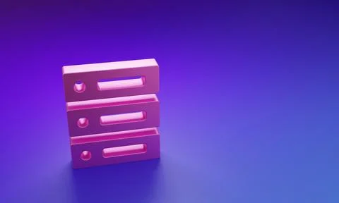 Pink Server, Data, Web Hosting icon isolated on purple-blue background. Min.. Stock Illustration