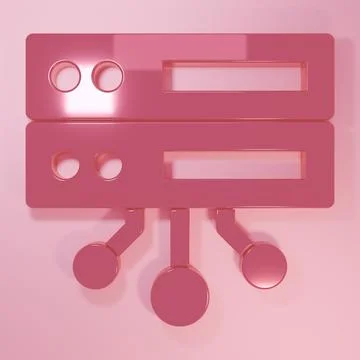 Pink Server, Data, Web Hosting icon isolated on pink background. Minimalism.. 스톡 일러스트