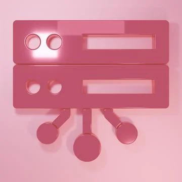Pink Server, Data, Web Hosting icon isolated on pink background. Minimalism.. 스톡 일러스트