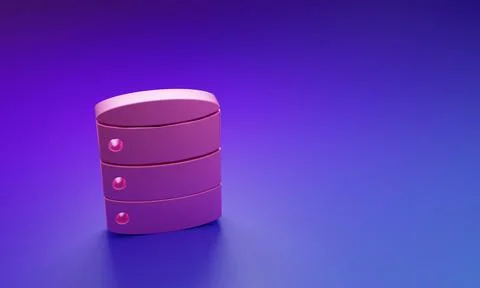 Pink Server, Data, Web Hosting icon isolated on purple-blue background. Min.. Stock Photos