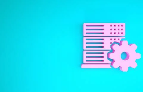 Pink Server setting icon isolated on blue background. Minimalism concept. 3d  イラスト素材