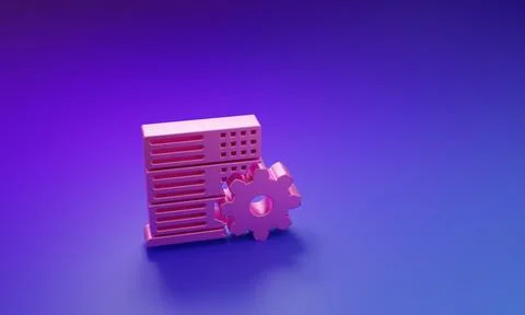 Pink Server setting icon isolated on purple-blue background. Minimalism con.. Foto stock