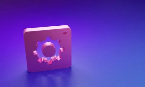 Pink Setting icon isolated on purple-blue background. Tools, service, cog, .. Stock Illustration