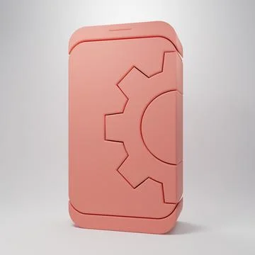 Pink Setting on smartphone icon isolated on pink background. Adjusting, ser.. Stock Illustration