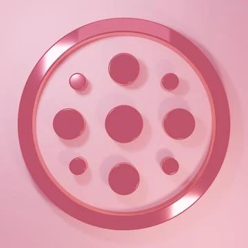 Pink Sewing button for clothes icon isolated on pink background. Clothing b.. Stock Illustration