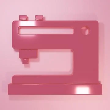 Pink Sewing machine icon isolated on pink background. Minimalism concept. 3.. Stock Illustration