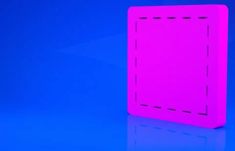 Pink Sewing Pattern icon isolated on blue background. Markings for sewing. Mi Illustrazione stock