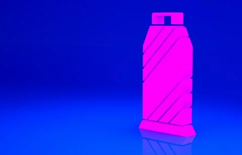 Pink Sewing thread on spool icon isolated on blue background. Yarn spool. Thr Illustrazione stock
