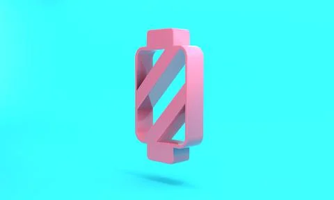 Pink Sewing thread on spool icon isolated on turquoise blue background. Yarn  Stock Illustration