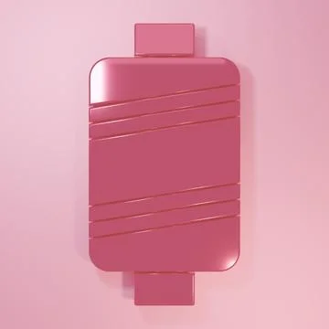 Pink Sewing thread on spool icon isolated on pink background. Yarn spool. T.. Stock Illustration
