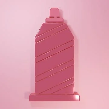 Pink Sewing thread on spool icon isolated on pink background. Yarn spool. T.. Stock Illustration