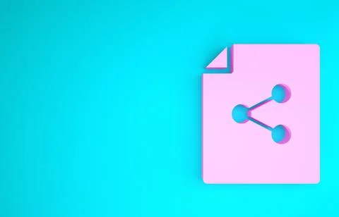 Pink Share file icon isolated on blue background. File sharing. File transfer Stock Illustration