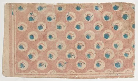 Pink sheet with blue dot pattern 18th century Anonymous. Pink sheet with bl.. Stock Photos