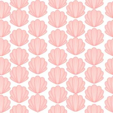 Pink shell cute seamless vector pattern Stock Illustration