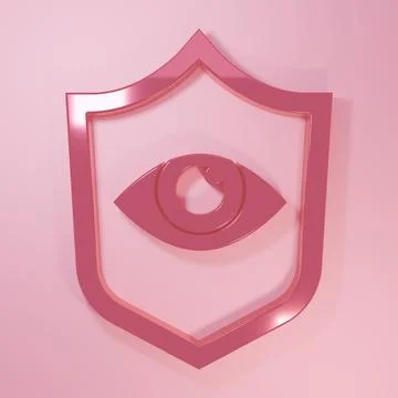 Pink Shield and eye icon isolated on pink background. Security, safety, pro.. Stock Illustration