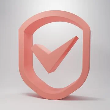 Pink Shield with check mark icon isolated on pink background. Security, saf.. 스톡 일러스트