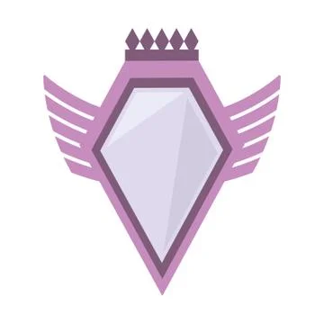 Pink shield crown winged shape geometric badge イラスト素材