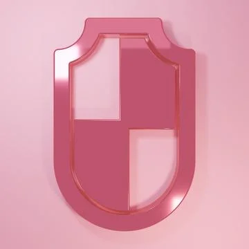 Pink Shield icon isolated on pink background. Guard sign. Security, safety,.. Stock Illustration